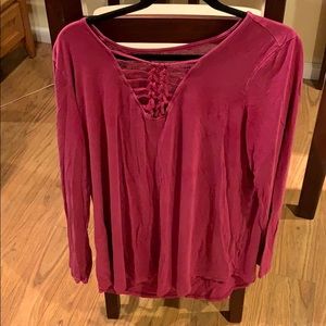 Pink long sleeve shirt with front detail